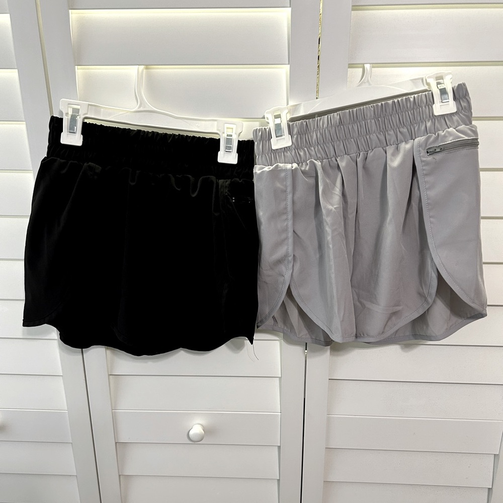 2 Pairs Elastic Waist Quick Dry Running Shorts/Athletic Shorts
